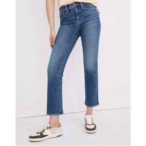 Madewell Cali Demi Boot High-Rise Jeans in Dark Blue Wash Size 28T